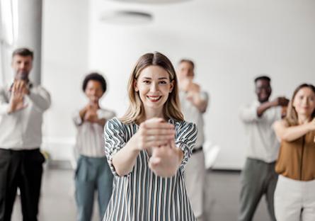 Business people exercising at work