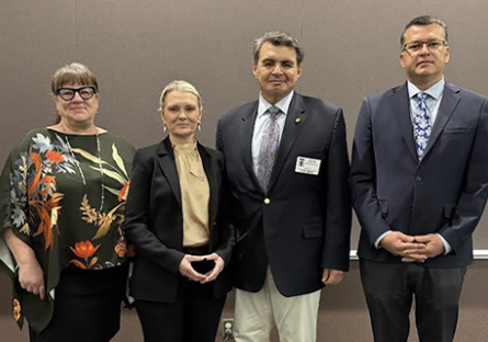 Pictured from left to right: Dr. Hernandez, Dr. Britt, Ambassador Beteta, and Representative Rivero. 