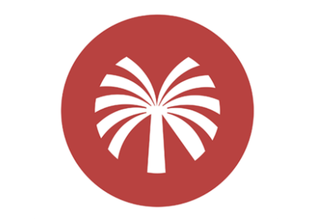 GCC Palm Icon, red on a white background.