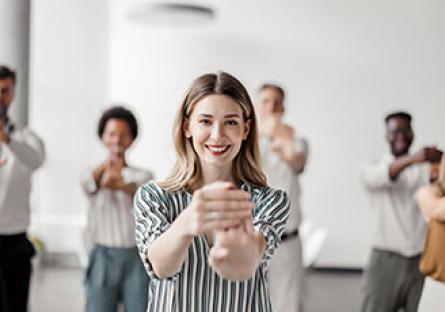Business people exercising at work