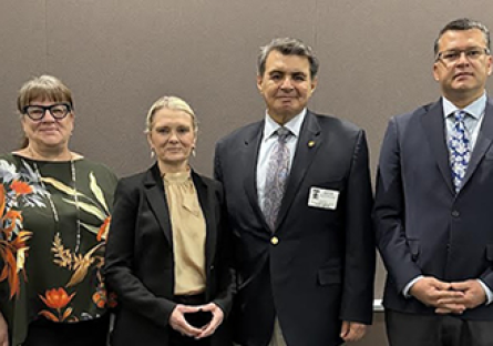 Pictured from left to right: Dr. Hernandez, Dr. Britt, Ambassador Beteta, and Representative Rivero. 